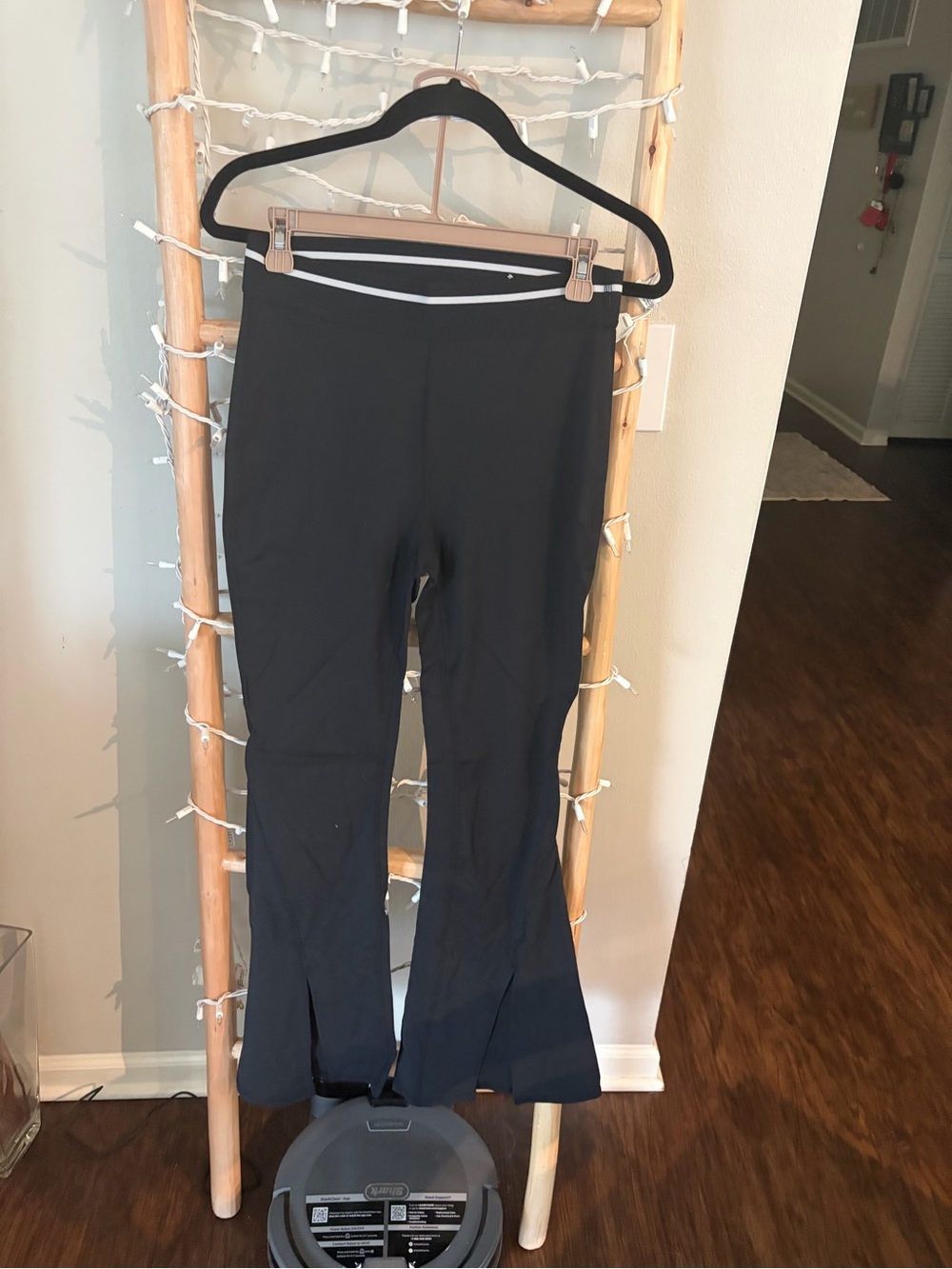JoyLab Black women’s Flared Leggings with White Waist Trim